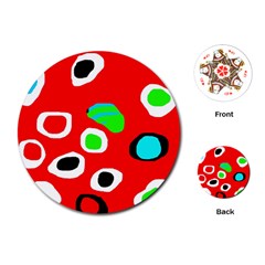 Red abstract pattern Playing Cards (Round) 