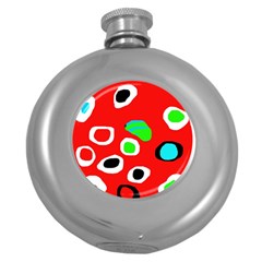 Red abstract pattern Round Hip Flask (5 oz)