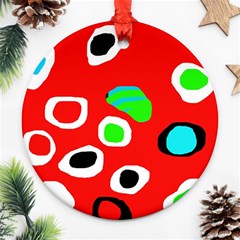 Red abstract pattern Round Ornament (Two Sides) 