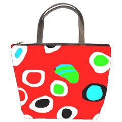 Red abstract pattern Bucket Bags