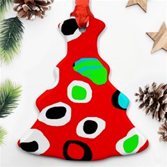 Red abstract pattern Christmas Tree Ornament (2 Sides)