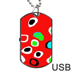 Red abstract pattern Dog Tag USB Flash (Two Sides) 