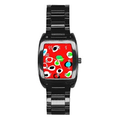 Red abstract pattern Stainless Steel Barrel Watch