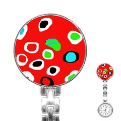 Red abstract pattern Stainless Steel Nurses Watch