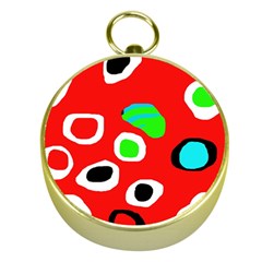 Red abstract pattern Gold Compasses