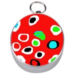 Red abstract pattern Silver Compasses Front