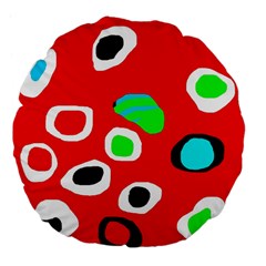 Red Abstract Pattern Large 18  Premium Flano Round Cushions by Valentinaart