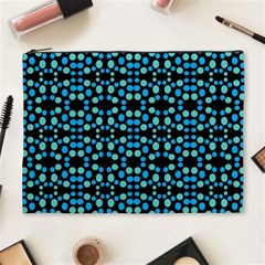 Dots Pattern Turquoise Blue Cosmetic Bag (xl) by BrightVibesDesign