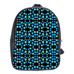 Dots Pattern Turquoise Blue School Bags (xl)  by BrightVibesDesign