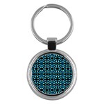 Dots Pattern Turquoise Blue Key Chains (Round)  Front