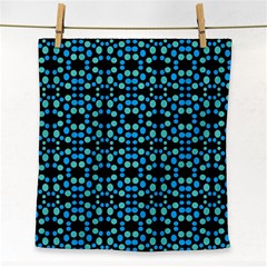 Dots Pattern Turquoise Blue Face Towel by BrightVibesDesign