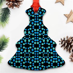 Dots Pattern Turquoise Blue Christmas Tree Ornament (2 Sides) by BrightVibesDesign