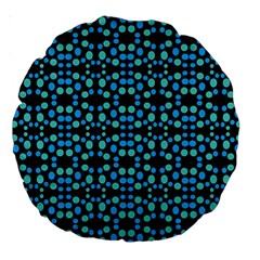 Dots Pattern Turquoise Blue Large 18  Premium Round Cushions by BrightVibesDesign