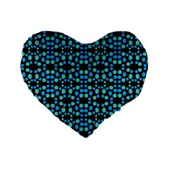 Dots Pattern Turquoise Blue Standard 16  Premium Heart Shape Cushions by BrightVibesDesign