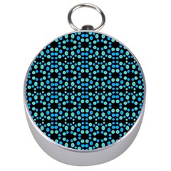 Dots Pattern Turquoise Blue Silver Compasses by BrightVibesDesign