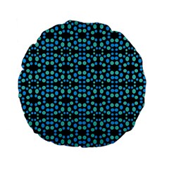 Dots Pattern Turquoise Blue Standard 15  Premium Flano Round Cushions by BrightVibesDesign