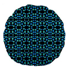 Dots Pattern Turquoise Blue Large 18  Premium Flano Round Cushions by BrightVibesDesign