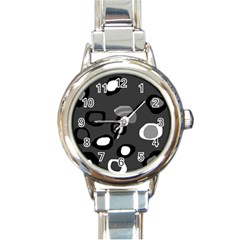 Gray abstract pattern Round Italian Charm Watch