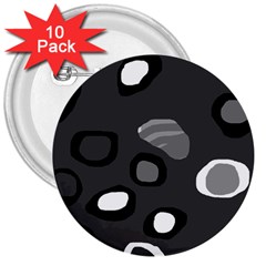 Gray abstract pattern 3  Buttons (10 pack) 