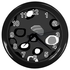 Gray abstract pattern Wall Clocks (Black)