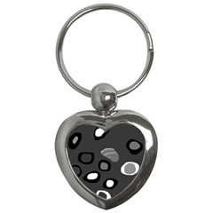 Gray abstract pattern Key Chains (Heart) 