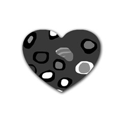 Gray abstract pattern Rubber Coaster (Heart) 