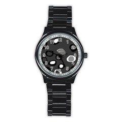 Gray abstract pattern Stainless Steel Round Watch