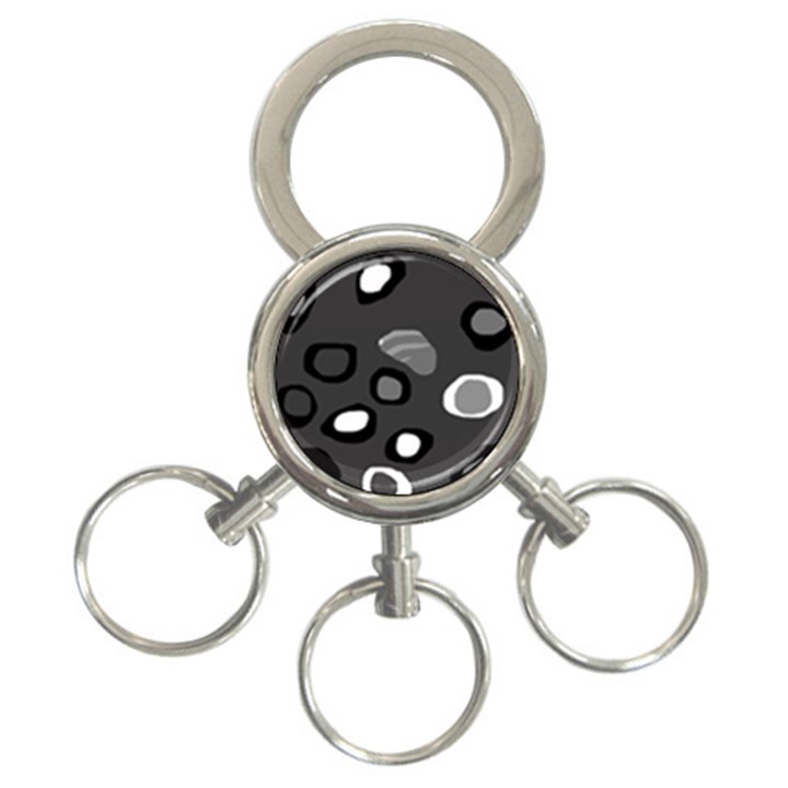 Gray abstract pattern 3-Ring Key Chains