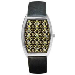 Dots Pattern Yellow Barrel Style Metal Watch by BrightVibesDesign