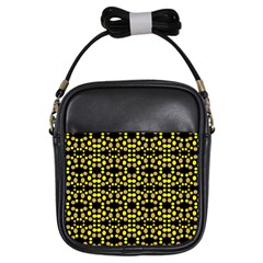 Dots Pattern Yellow Girls Sling Bags by BrightVibesDesign