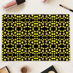 Dots Pattern Yellow Cosmetic Bag (xxl)  by BrightVibesDesign