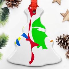 Colorful Amoeba Abstraction Christmas Tree Ornament (2 Sides) by Valentinaart