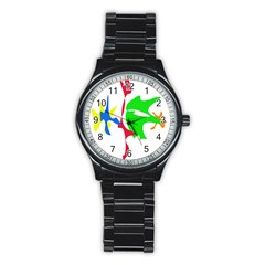 Colorful Amoeba Abstraction Stainless Steel Round Watch by Valentinaart