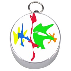 Colorful Amoeba Abstraction Silver Compasses by Valentinaart