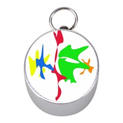 Colorful Amoeba Abstraction Mini Silver Compasses by Valentinaart