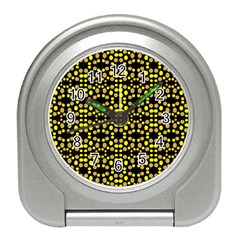 Dots Pattern Yellow Travel Alarm Clocks by BrightVibesDesign