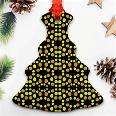 Dots Pattern Yellow Christmas Tree Ornament (2 Sides) by BrightVibesDesign