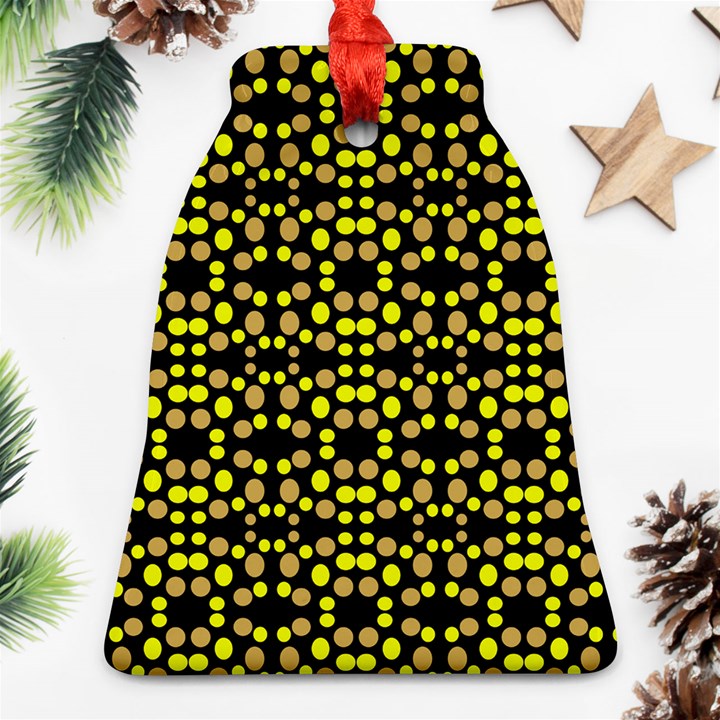 Dots Pattern Yellow Bell Ornament (2 Sides)