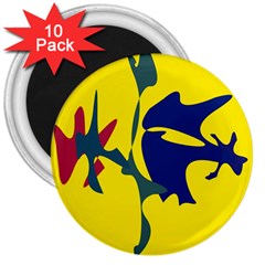 Yellow Amoeba Abstraction 3  Magnets (10 Pack)  by Valentinaart