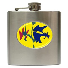 Yellow Amoeba Abstraction Hip Flask (6 Oz) by Valentinaart