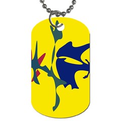 Yellow Amoeba Abstraction Dog Tag (two Sides) by Valentinaart