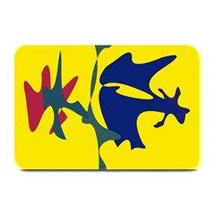 Yellow Amoeba Abstraction Plate Mats by Valentinaart