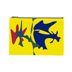 Yellow Amoeba Abstraction Cosmetic Bag (large)  by Valentinaart