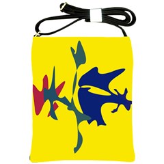 Yellow Amoeba Abstraction Shoulder Sling Bags by Valentinaart