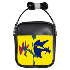 Yellow Amoeba Abstraction Girls Sling Bags by Valentinaart