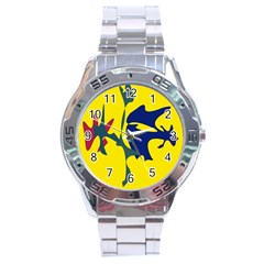 Yellow Amoeba Abstraction Stainless Steel Analogue Watch by Valentinaart