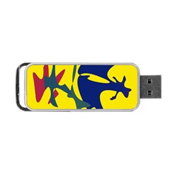 Yellow Amoeba Abstraction Portable Usb Flash (two Sides) by Valentinaart