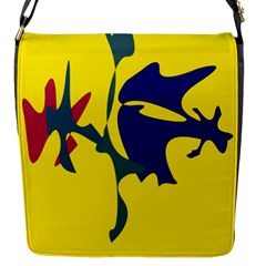 Yellow Amoeba Abstraction Flap Messenger Bag (s) by Valentinaart