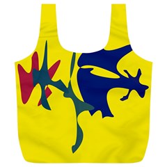 Yellow Amoeba Abstraction Full Print Recycle Bags (l)  by Valentinaart