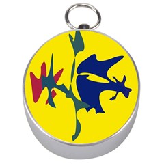 Yellow Amoeba Abstraction Silver Compasses by Valentinaart